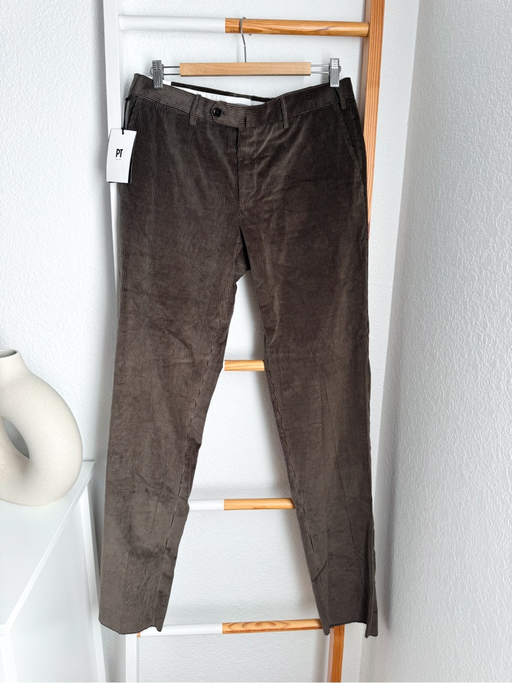 PT Torino Men’s Corduroy Pants Size Brown Slim Tapered NWT Cotton Cashmere